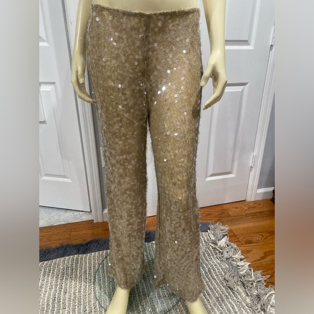Zara Sparkling Sequin Pants/ Size Small with stretch/ gold